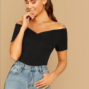 Black off the shoulder top